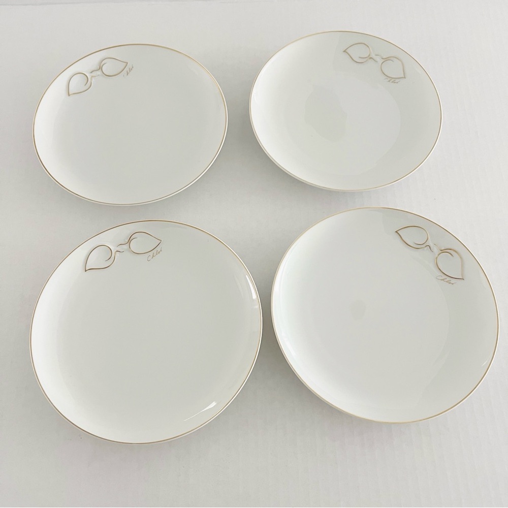 Chloe Paris Hutschenreuther Germany Porcelain White Gold Leaf Set Of 4 Appetizer